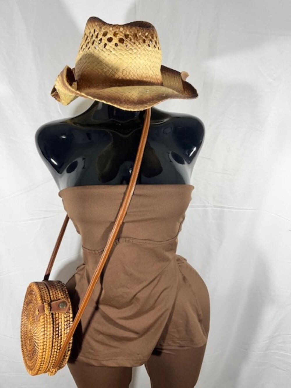 Shein Chocolate Brown 2-Piece Set - Tube Top & Flared Pants w/ Wrap Overlay